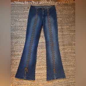 Vintage y2k mudd lace up low rise flare jeans